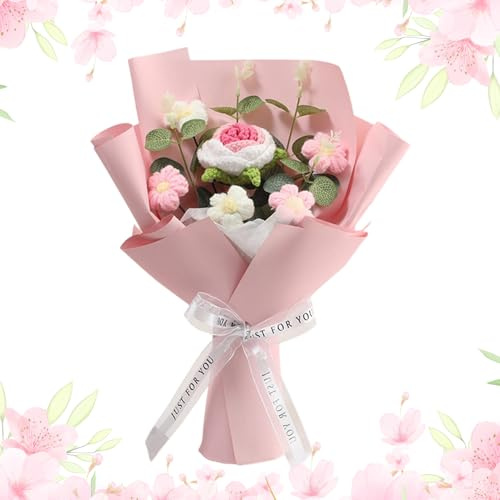 Ramo de Flores Tejidas a Ganchillo,Decoración Artesanal Hecha a Mano | Ramo Elaborado a Mano,para decorar en bodas, graduaciones, cumpleaños, Pascua, San Valentín y celebraciones de primavera
