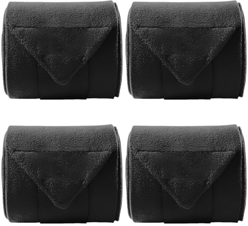 Kronabelle 4 st hästbenbandage, fleece-wraps-set, mjuka andningsbara ridsport, skyddande benomslag, elastiska hästar som rider bandage för hästben eller handledsstöd, svart