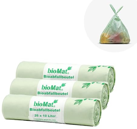 Biomat Sac compostable pour déchets organiques Différentes tailles, 26 x 10 l mit Henkel