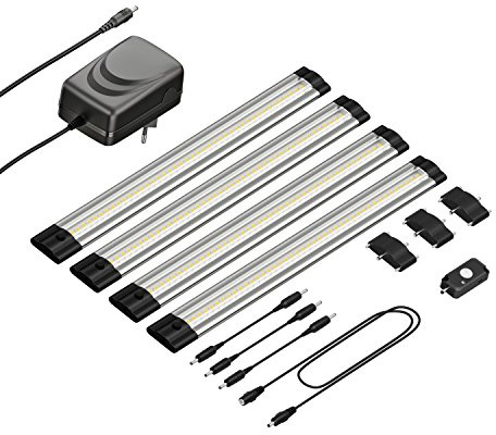 parlat LED Unterbau-Leuchte Siris, Bewegungsmelder, flach, 30cm, je 368lm, warm-weiß, 4er Set