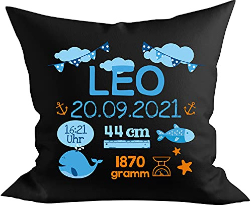 EZYshirt Personalisiertes Kissen als Glückwunsch zur Geburt | Geschenke zur Geburt | Babygeschenk für Jungen und Mädchen