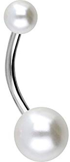 PIERCINGLINE Chirurgenstahl Bauchnabelpiercing | SYNTHETISCHE PERLEN | Banane Bananabell | Farb- und Größenauswahl