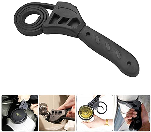VCRANONR Riemenschlüssel 500MM Ölfilterschlüssel Verstellbar Ölfilter Bandschlüssel Schwarz Strap Wrench Ölfilterschlüssel Universal für Auto, Öffnen von Filtern, Mechanikern und Installateuren