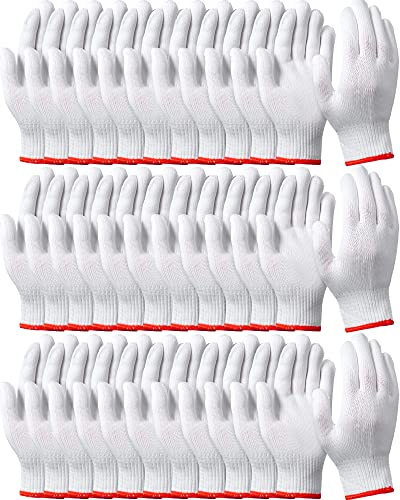 Hicarer 24 Pairs Hand Working Gloves White Cotton Liner Gloves for BBQ Safety Work Men Women Warehouse Mechanic Industrial Gardening Construction