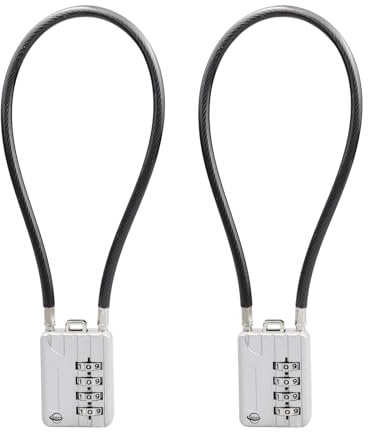 SISAV Serrure à câble long de 30cm/12pouces avec cadenas à combinaison à 4 chiffres,câble de sécurité réinitialisable,pour bagages,valises,armes,casques - couleur argentée
