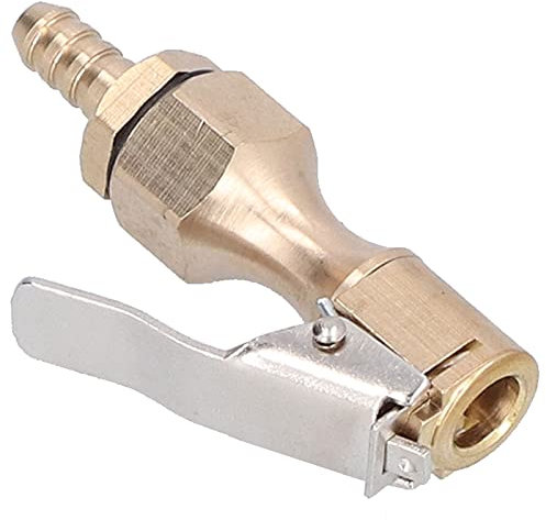 KIMISS Luftspannfutter aus Messing mit offenem Durchfluss, Hochleistungs-Reifenfüllfutter mit Verriegelung, Reifenspannfutter mit 6,5-mm-Clip-Adapter