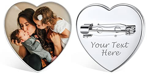 Custom4U Personalisierte Foto Brosche Edelstahl Memorial Broschen & Anstecknadeln für Damen Silber/Gold/Schwarz Anstecknadel Hochzeit Frauen Broschen Clips für Kleidung Modeschmuck Geschenk