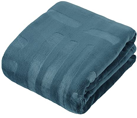Baroni Home Coperta di Pile, Plaid Invernale Morbido per letto e divano, Coperta Singola, Colore Petrolio, 130x160 cm