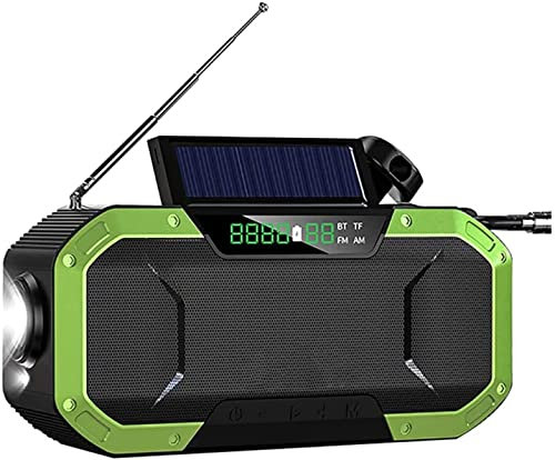 CAFFIA Waterproof Emergency Radio,5000mAh Portable Weather Solar Radios with Bluetooth Speaker，AM/FM NOAA Emergency Broadcast Radio with Cell Phone Charger