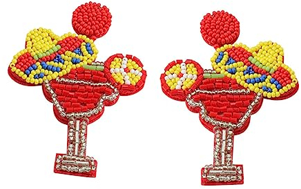 SOESFOUFU Wine Glass Dangle Earrings Beaded Wine Glass Drop Earrings for Women for Beach Party Casual Outings