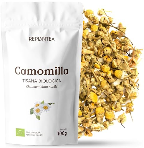 FIORI DI CAMOMILLA INFUSO 100% BIO 100g | Tisana alla Camomilla, Tisane Sfuse Naturale senza Zucchero REPLANTEA