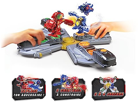 YCOO - Biopod Kombat Deluxe Arena - 2 elektronische Kreaturen mit Ton- und Lichteffekt zum Bauen 2 Sockel - 10 Modelle zum Sammeln - LR44-Batterien inklusive - Spielzeug Kinder ab 5 Jahren