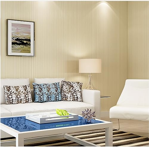 CULTS Beige Vliestapete 9,5 m x 0,53 m Vertikaler Streifen Tapete Modernes Design Einfarbig Tapete für Flur Wohnzimmer Schlafzimmer Büro