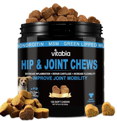 Joint Supplements for Dogs – Dog Joint Care with Glucosamine, Chondroitin, Green Lipped Mussel and Turmeric Dog for Effective Dog Pain Relief – Beef Flavour joint supplements for dogs (120 Count)