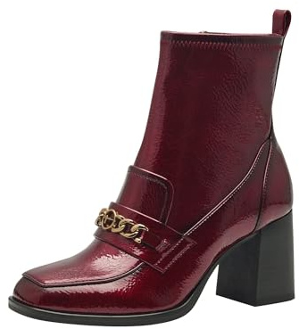 Tamaris Damen Absatzstiefelette Blockabsatz Vegan; MERLOT, EU 38