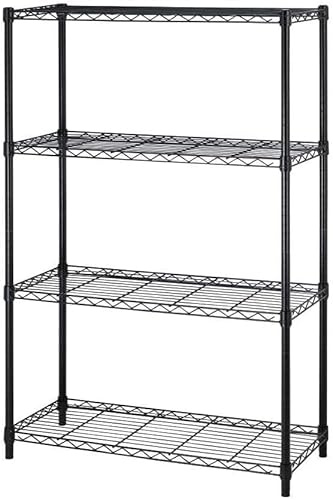 BestOffice 4 Tier Einheit NSF Draht Regal Metall große Lagerung Regale Heavy Duty Höhe verstellbar Commercial Grade Stahl Utility Layer Regal Rack Veranstalter 450 KG Kapazität -91x36x137,Schwarz