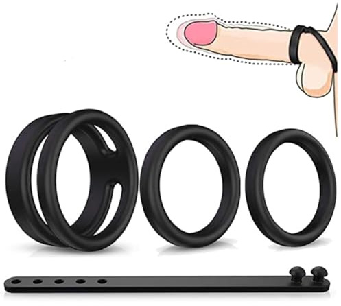 UMKW Set di 4 anelli in silicone nero da uomo progettati per gli uomini-54