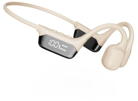 GZLMMY IPX8 Casque sans fil étanche à conduction osseuse Bluetooth 5.4 + 32 Go de RAM Lecteur MP3 HiFi Musique Sport Natation Casque avec Micro (Blanc)