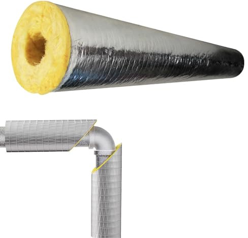 HSPLXYT Aluminum Foil Self-Adhesive Insulation Pipe, High Temperature Insulation Cotton, Steam Pipe Boiler Insulation Pipe Sleeve, Fire Protection, Noise Reduction(ID89MM/THK50MM)