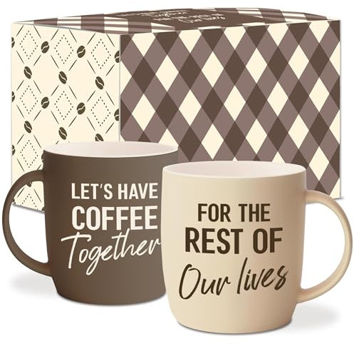 Triple Gifffted Let's Have Coffee Together, set di tazze da caffè per fidanzamenti, regali di nozze per coppie, sposi appena sposi addio al nubilato, lui e lei, Mr e Mrs, Natale, San Valentino, in