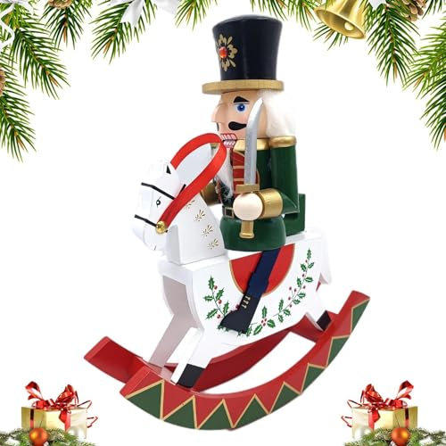 Weihnachtsdeko Schaukelpferd Traditionelle stehende Schaukelpferd Weihnachtsnussknacker Figuren aus Holz Weihnachtsdekoration Weihnachtsdeko Weihnachtsdeko Deko
