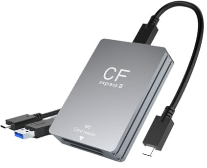 Rtxbvg Lector de Tarjetas SD CFexpress Tipo B 2 en 1 Lector CFexpress USB 3.2 de 10 Gbps de Doble Ranura con Cable USB C A USB C/A para SLR