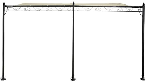Pergola tonnelle adossée en métal - 3 x 4 m - Beige