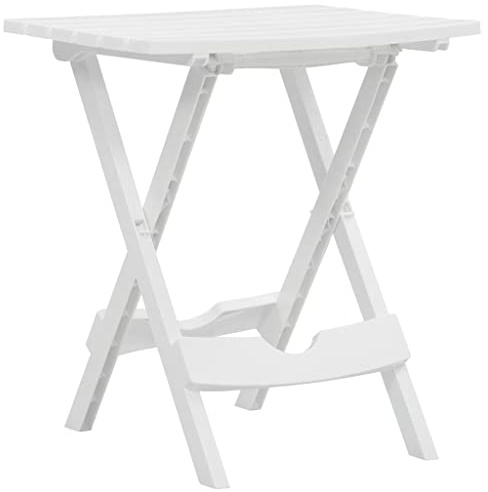 SDWEHO7 Gartentisch Balkontisch Wetterfest Outdoor Garten Terrasse Esstisch Klappbar 44,5x38,5x50 cm Weiß