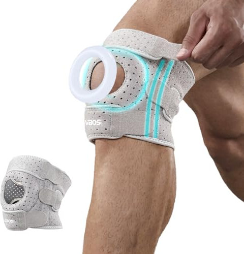 ZAHRVIA Genouillère Sport Réglable Homme Femme - avec Stabilisateurs Latéraux & Gel Patella, Anti-Douleur Course, Fitness, Tennis (Gris)