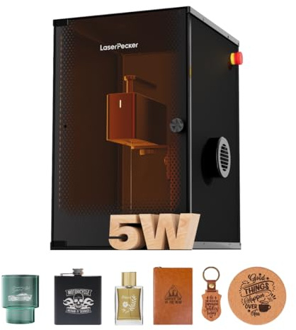 LaserPecker LP2 Grabado Láser con Caja Seguridad, Luz Azul Semiconductora de 450 nm, Velocidad 600mm/s, Precisión 0,05mm para Madera, cuero, acrílico, etc. 100+ Material