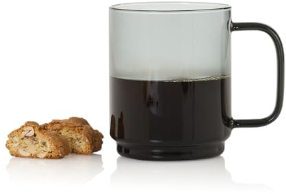 AdHoc Impact Kaffeetasse 500 ml, hitzebeständig Cappuccino Tassen | mundgeblasenes Borosilikatglas, Glastassen für heiße Getränke mit Henkel, Kaffee, Tee, Espresso