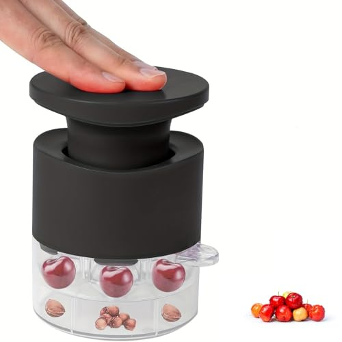 Portable Cherry Stoner Remover, 2025 New Push Type Cherry Corer Multiple, Kitchen Cherry Jam 7 Holes Multi Pitter Tool for Multiple, Perfect for Making Homemade Cherry Jam, Easy to Use (Black)