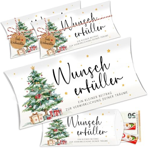Geldgeschenk Weihnachten, 8 Stück groß Wunscherfüller Geldgeschenk Kissenschachteln, Geldgeschenke Verpackung Gutschein Weihnachten, Geld und Süßigkeiten Weihnachtsgeschenkverpackung Kissenbox
