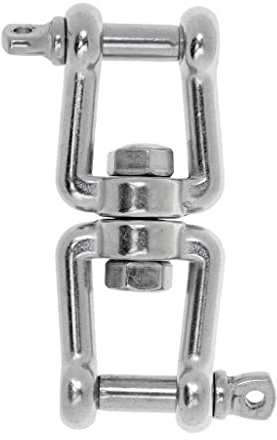 Pistro 304 - Grillete giratorio de acero inoxidable de grado marino, doble grillete para conector de cadena de anclaje de barco, plateado, M8