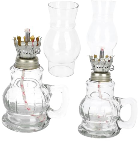 TOYZFRIENDY 2 Piezas Lámparas de Aceite Vintage de Vidrio de Quinqué Clásico de Queroseno para Decoración de Escritorio Lámpara de Petróleo Decorativa