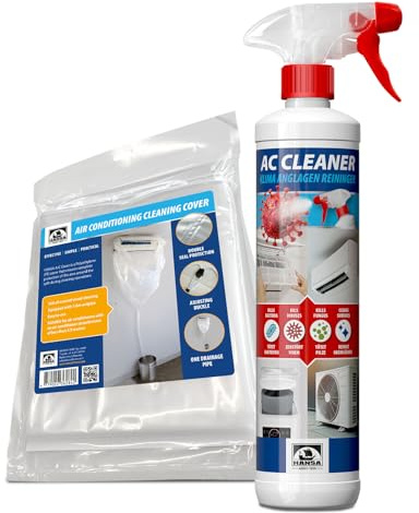 HANSA Klimaanlagen-Reinigungsset, 500ml Reiniger gegen Bakterien und Pilze, mit Schutzhülle für Split-Klimaanlagen, effektiv, einfach anzuwenden