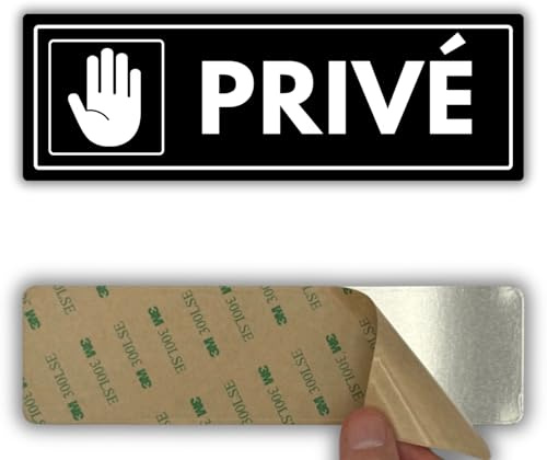 LEIASA | Plaque Privé - 7,5 x 23 cm - Acrylique - Zone Réservée au Staff | Panneau Domaine Privé, Pancarte Entrée Interdite, Sticker Local Clos, Autocollant Passage Non Ouvert, Signal Privatif
