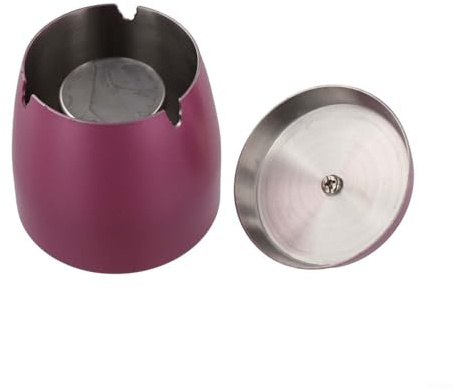 Drivstraw Raccoglitore di fuliggine in acciaio inox con coperchio, antivento, design a prova di odore, per interni ed esterni, patio, barbecue, 9 x 8 cm, argento, nero, viola (viola)