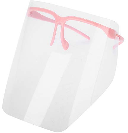 OVAQUIXI 50PCS Full Protective Shield Visor, KF94 Face Shield Transparent Face Visor Resistant to Prevent Saliva, Oil Fume, Spitting (Roseate)
