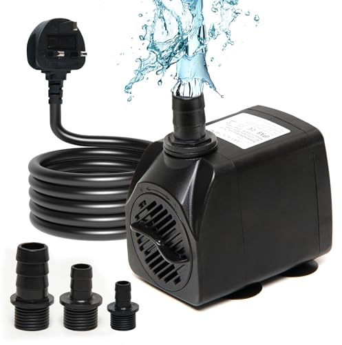 Putfoka Small Water Feature Pump, Submersible Water Pump (2200L/H, 35W) with 4.6ft Power Cable 3 Nozzles Adjustable Ultra Quiet Fountain Water Pump for Fish Tank Pet Fountain Pond Aquarium Hydroponics