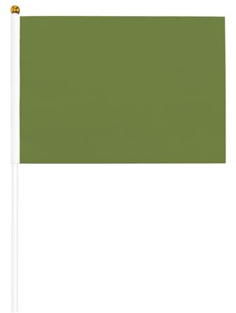 Mini bandiere di colore verde scuro su bastone - 14 x 20,8 cm piccole bandiere USA per esterni, decorazioni 4 luglio, decorazione patriottica, asta per bandiera portatile, bandiere portatili sei pezzi