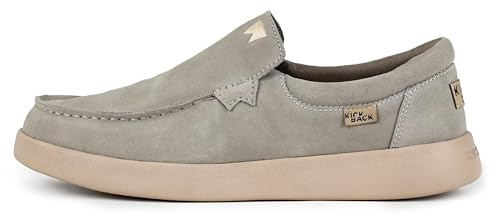 Kickback Don Juan Mocassini Slip‑On in Camoscio da Uomo – Scarpe Smart Casual con Interno Foderato in Pelle – Comfort Ammortizzato per Serate e Uso Quotidiano - Taupe Suede, EU 46