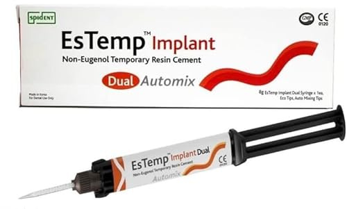 ESTEMP Automix Extra Strong Repair Paste for Crowns, Bridges, Inlay, Onlays, Posts, Pins, Implants Self Curing Temporary Dental Repair Kit - 8 Mixers 1 x 8gr Cartridge