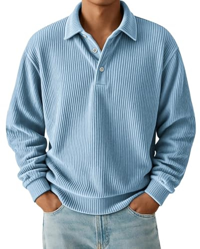 Polo Shirts for Men Summer Long Sleeve Work Golf Tops Lightweight Athletic Casual Collared T-Shirt with Pocket