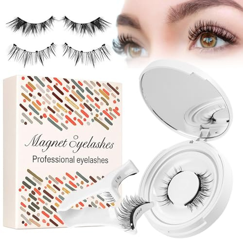 Magnetische Wimpern, Magnet Wimpern Ohne Eyeliner, Magnetische Wimpern mit Applikator, Wiederverwendbare Natürliche Wimpern, Magnetic Lashes kein Kleber (MIX1)