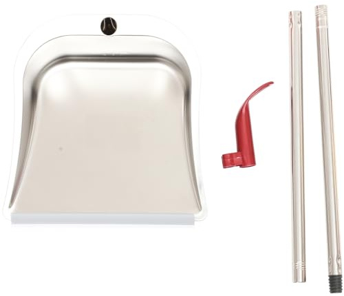 ABOOFAN Pelle à Poussière Inoxydable Antirouille Long Manche, Capacité Moyenne, Design Épousant le Sol, pour Nettoyage Maison et Bureau, Outil Pratique pour Ramasser Poussière et Déchets