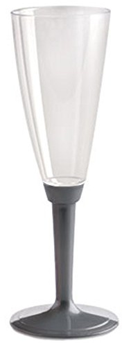 PZ 100 CALICE FLUTE BASE ARGENTO CHAMPAGNE BICCHIERI PROSECCO TRASPARENTI HAPPY HOUR APERITIVO APERICENA USA E GETTA