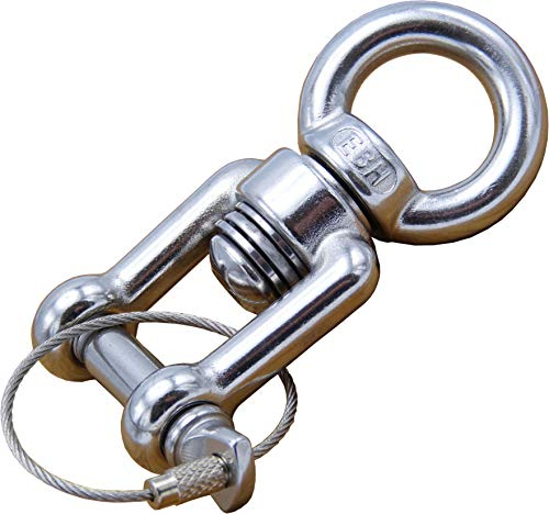 KLIFFHÄNGER Edelstahl Dreh-Wirbel – Kugellager für geräuschloses Drehen mit Sicherungseil für Hängesessel | bis 140 KG