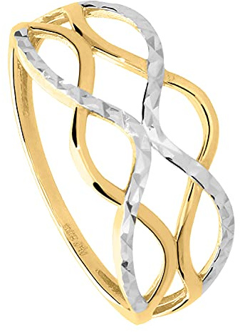 My Gold Damen Ring Gold 333 Echtes Weissgold Gelbgold (8 Karat) Ohne Stein Gr. 62 Damenring Goldring Emeni R-07931-G362-W62