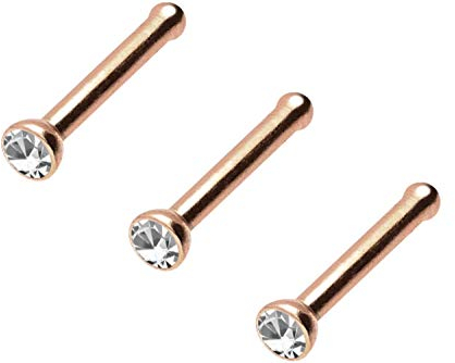 PIERCINGLINE 3er Set Chirurgenstahl Nasenpiercing 2 mm Kristall Piercing Nase Stecker schwarz